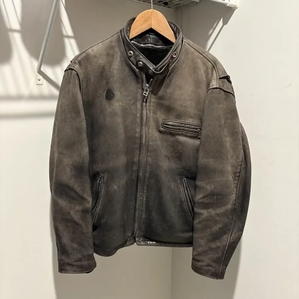 Vintage Schott 141 Cowhide Leather Cafe Racer Motorcycle Jacket Size 42 USA FADE